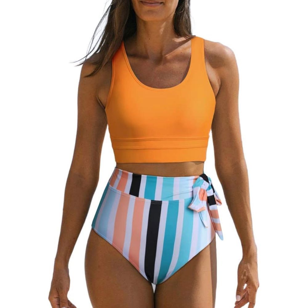Dokotoo Scoop Neck Racerback High Waisted Bikini Sets Two‎ Piece Swimsuit A-320